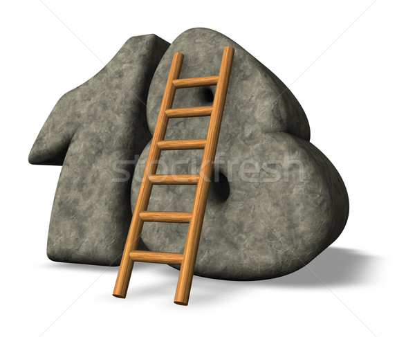 Aantal achttien ladder steen 3d illustration klim Stockfoto © drizzd