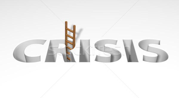 Kriz kelime merdiven 3d illustration iş imzalamak Stok fotoğraf © drizzd