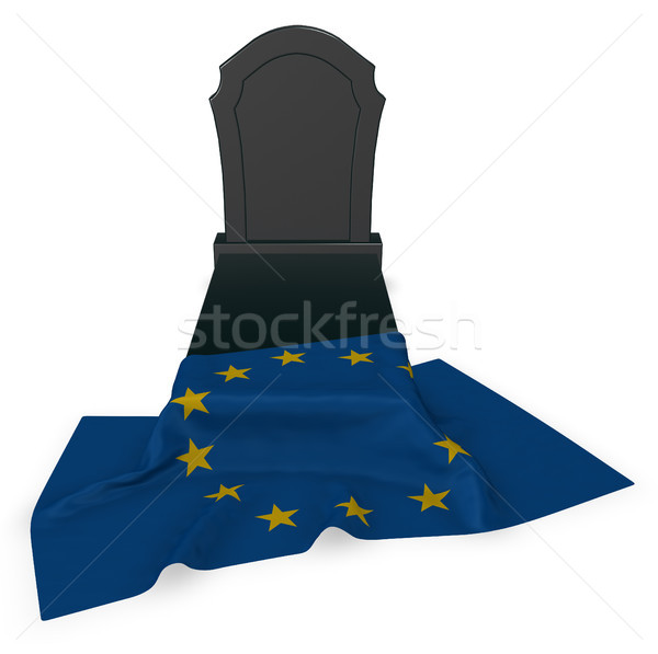 [[stock_photo]]: Pierre · tombale · pavillon · européenne · Union · 3D