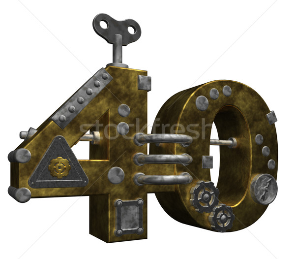 Aantal veertig steampunk witte 3d illustration financieren Stockfoto © drizzd