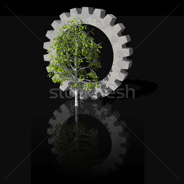 Bétula árvore preto ilustração 3d metal Foto stock © drizzd