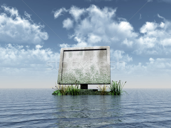 Piatră ecran tft monitoriza ocean ilustrare 3d Imagine de stoc © drizzd