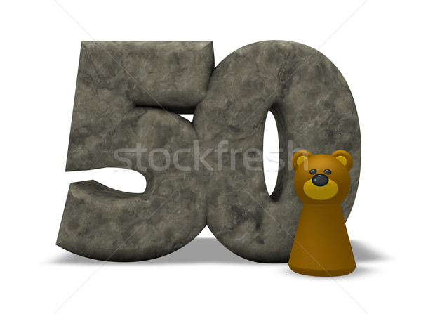 Szám ötven kő medve 3d illusztráció állat Stock fotó © drizzd