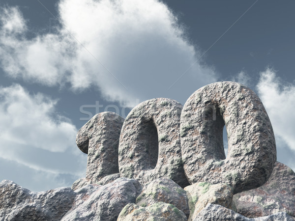 Cent Rock 3D nuageux [[stock_photo]] © drizzd