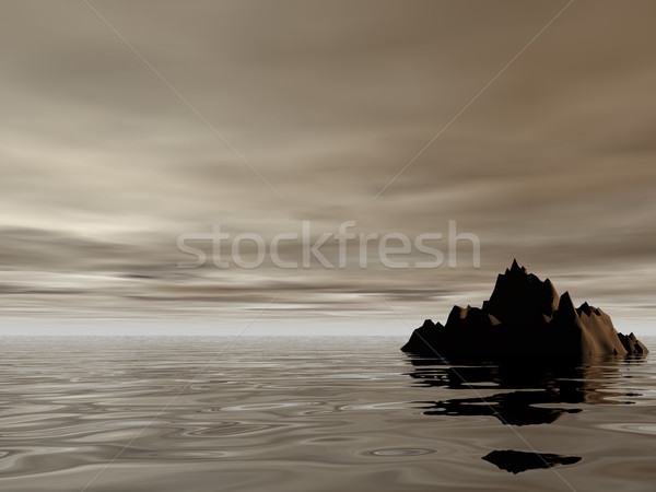Rock einsamen Ozean Natur Berg Regen Stock foto © drizzd