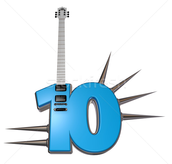 Nombre dix guitare blanche 3d illustration métal [[stock_photo]] © drizzd