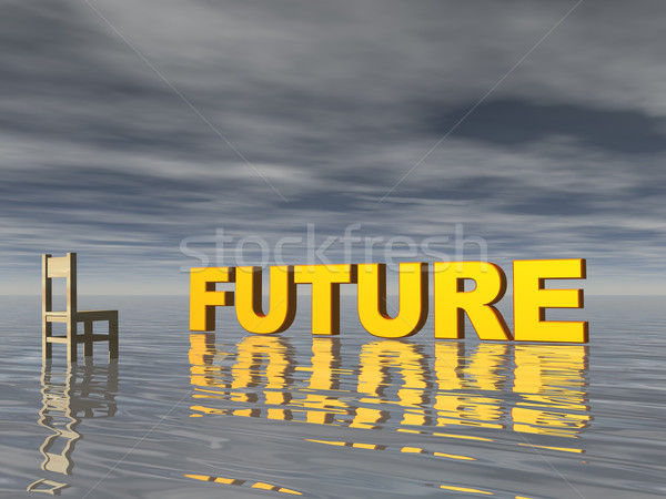 Zukunft Text Wasser Landschaft Stuhl 3D-Darstellung Stock foto © drizzd