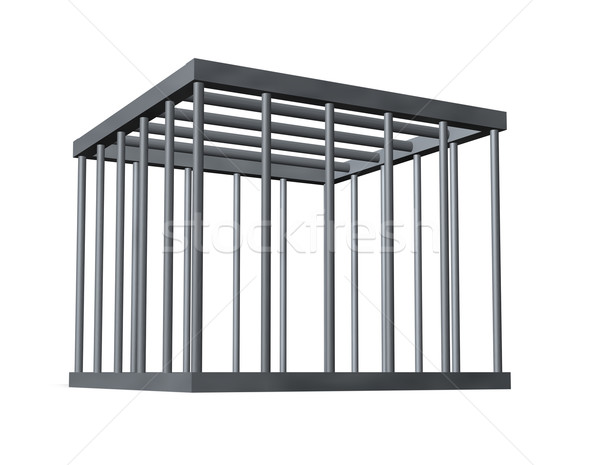 Stock foto: Käfig · weiß · 3D-Darstellung · Feld · Gerechtigkeit · Freiheit