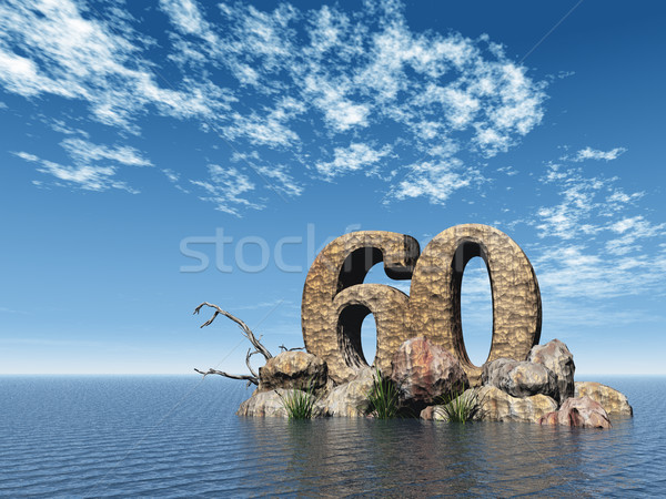 Steen zestig aantal 60 oceaan 3d illustration Stockfoto © drizzd