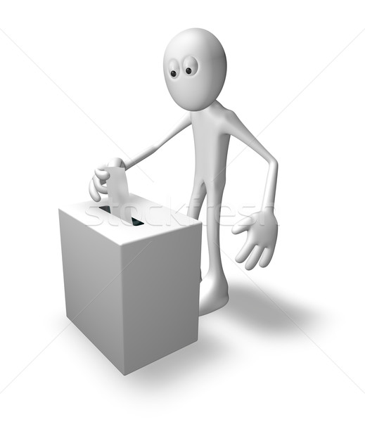 Głosowanie cartoon facet głosowania polu 3d ilustracji Zdjęcia stock © drizzd