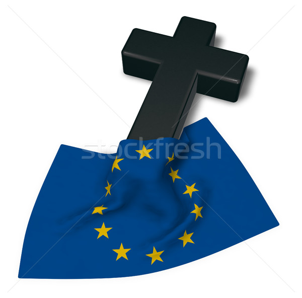 christian cross and flag of the european union - 3d rendering Stock photo © drizzd