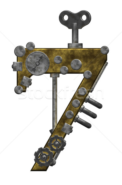 Număr sapte steampunk alb ilustrare 3d cheie Imagine de stoc © drizzd