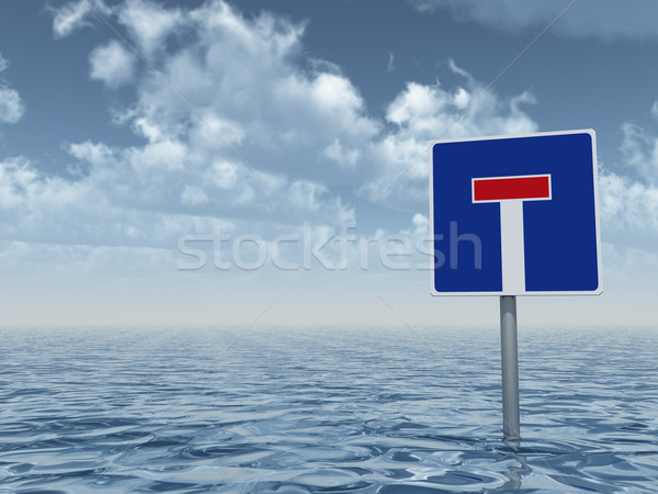 Magas víz útjelzés halott befejezés 3d illusztráció Stock fotó © drizzd
