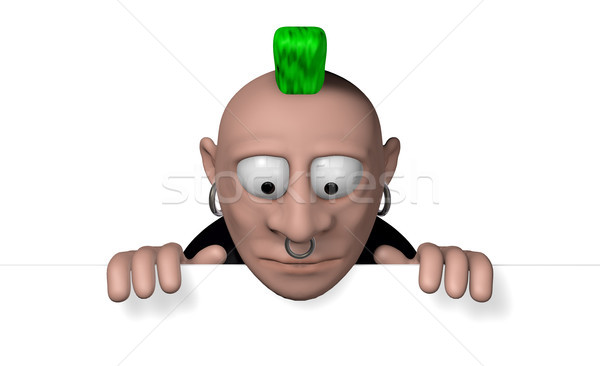 Karikatur Zeichentrickfigur punk 3D-Darstellung grünen Stock foto © drizzd