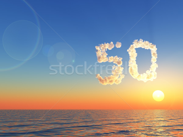 Felhős szám ötven víz 3D renderelt kép Stock fotó © drizzd