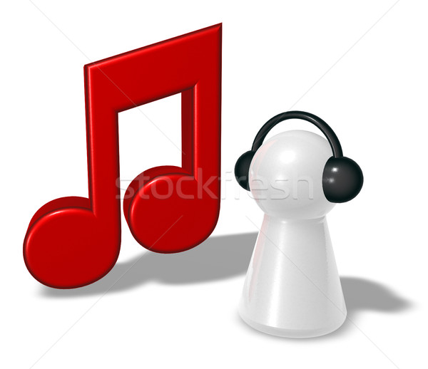 Muziek nota pion hoofdtelefoon 3D Stockfoto © drizzd
