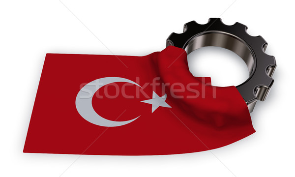 Stock photo: gear wheel and flag of Turkey - 3d rendering