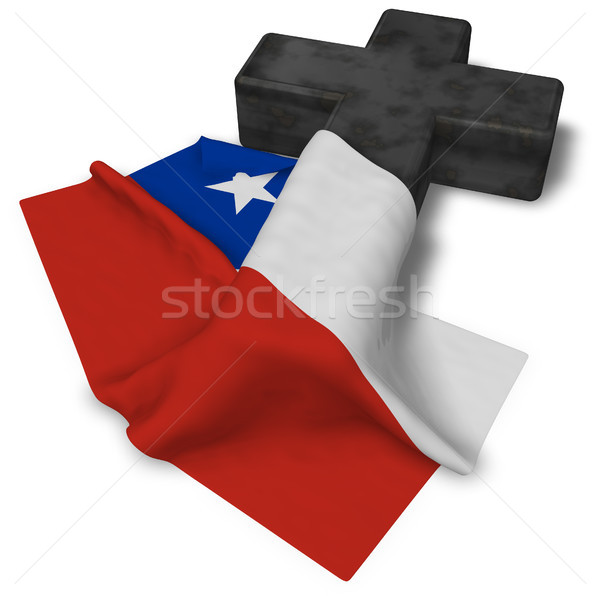 Keresztény kereszt zászló Chile 3D renderelt kép Stock fotó © drizzd