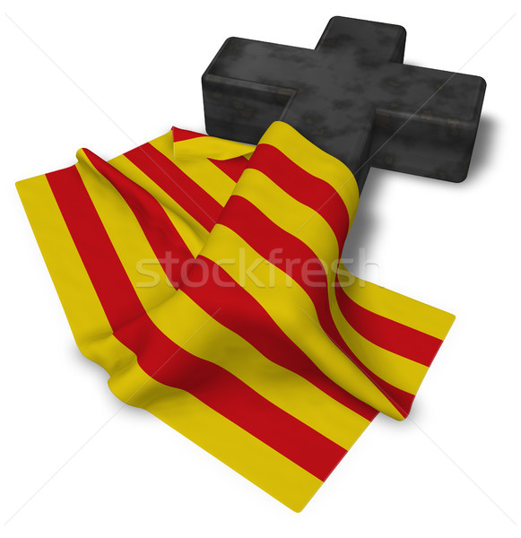 Christian krzyż banderą 3D kościoła Zdjęcia stock © drizzd