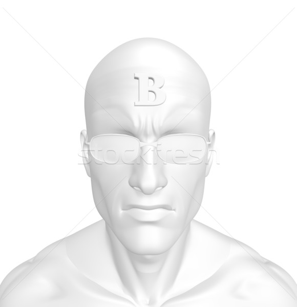 Stirn weißen Mannes Schreiben 3D-Darstellung Kreuz Gläser Stock foto © drizzd