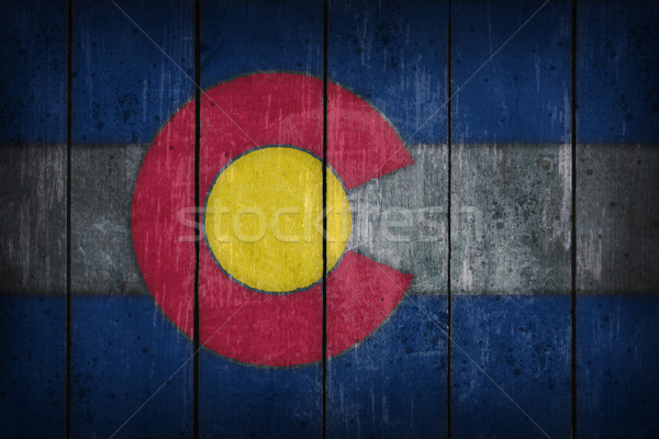 美國科羅拉多州 旗 老 木 傷口 牆 商業照片 © drizzd