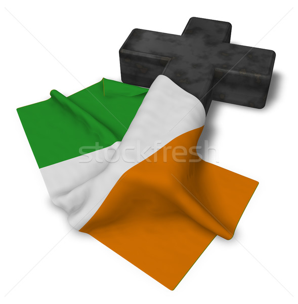 christian cross and flag of ireland - 3d rendering Stock photo © drizzd