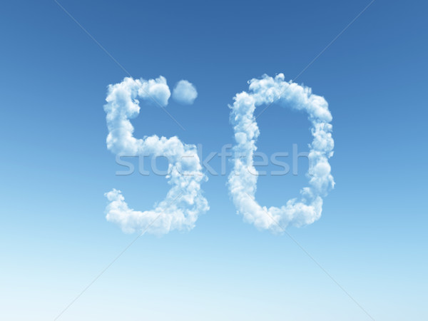 Mętny pięćdziesiąt chmury numer 3d ilustracji Zdjęcia stock © drizzd