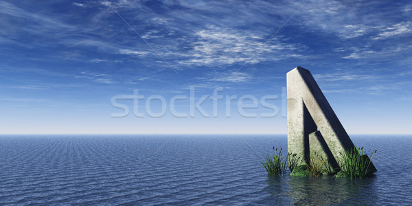 Imagine de stoc: Viking · stâncă · ocean · ilustrare · 3d · nori · religios