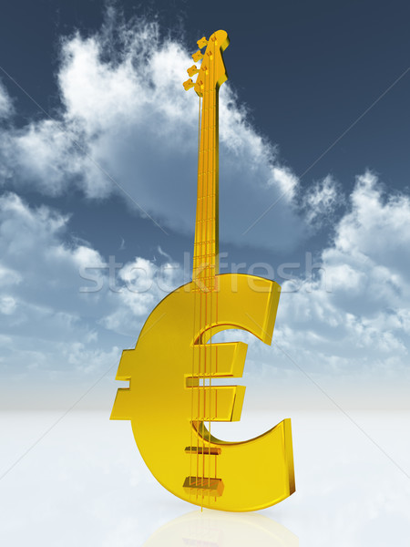 Euro bas gitara mętny Błękitne niebo 3d ilustracji Zdjęcia stock © drizzd