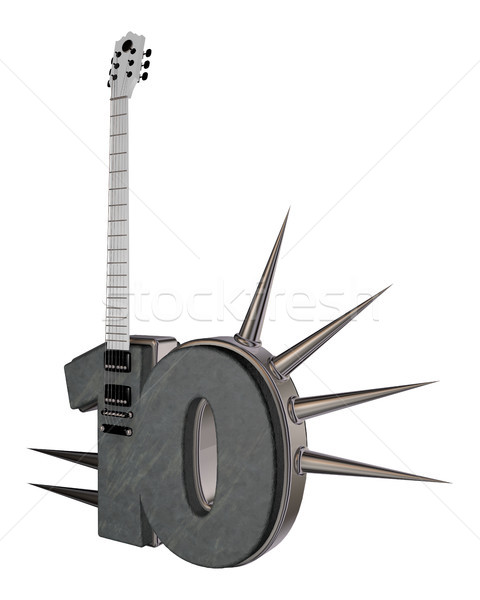Numara on gitar beyaz 3d illustration Metal Stok fotoğraf © drizzd