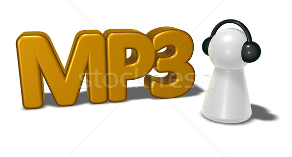 mp3 tag and pawn with headphones - 3d rendering Stock photo © drizzd