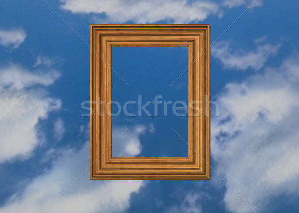 Hemels foto houten muur frame kunst Stockfoto © drizzd