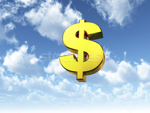 Mennyei dollár arany szimbólum felhős égbolt Stock fotó © drizzd