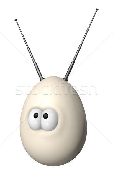 Yumurta anten karikatür 3d illustration televizyon gözler Stok fotoğraf © drizzd