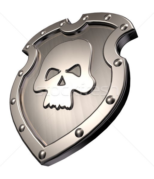 пиратство металл щит череп символ белый Сток-фото © drizzd