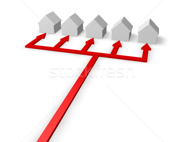 Suministrar casas flechas 3d red Foto stock © drizzd