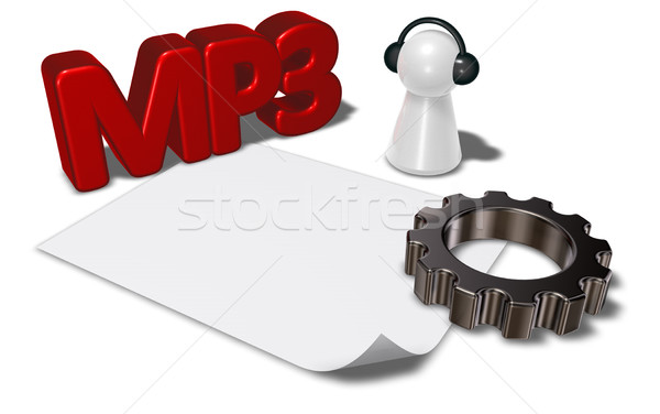 Foto stock: Mp3 · membro · engrenagem · roda · fones · de · ouvido