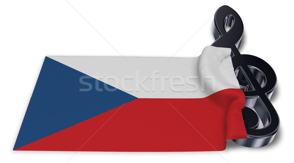 clef symbol and flag of the czech republic - 3d rendering Stock photo © drizzd