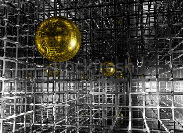 Golden Bereich abstrakten futuristisch 3D-Darstellung Design Stock foto © drizzd