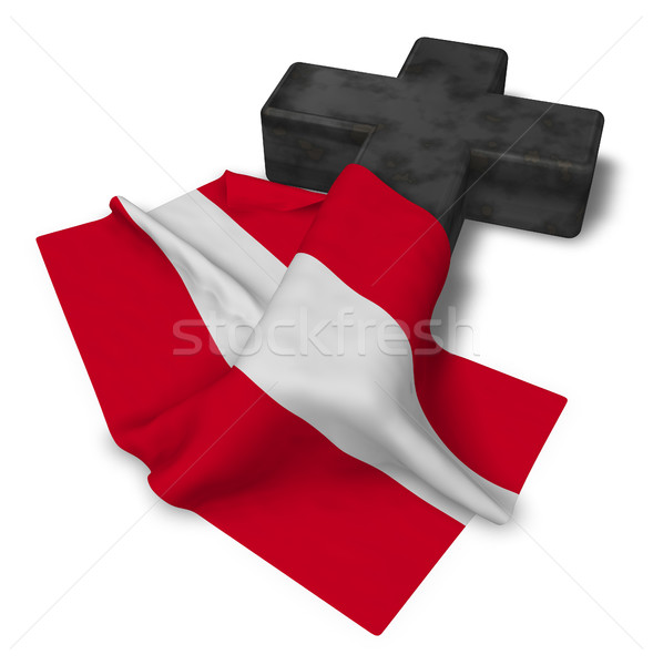 christian cross and flag of austria - 3d rendering Stock photo © drizzd