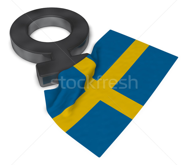 female symbol and flag of sweden - 3d rendering Stock photo © drizzd