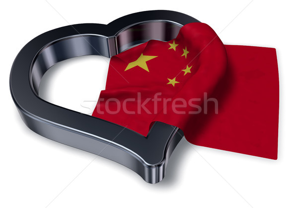 Foto d'archivio: Bandiera · Cina · cuore · simbolo · 3D