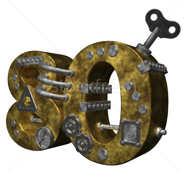 Numer osiemdziesiąt steampunk biały 3d ilustracji finansów Zdjęcia stock © drizzd