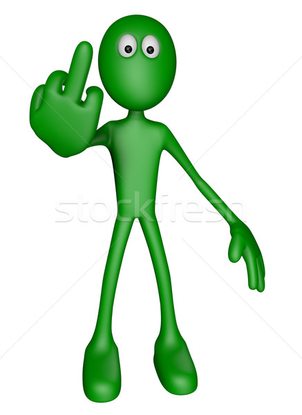 средний пальца зеленый парень 3d иллюстрации стороны Сток-фото © drizzd