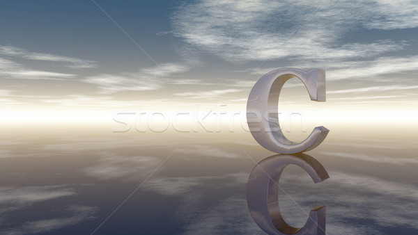 metal uppercase letter c under cloudy sky - 3d rendering Stock photo © drizzd