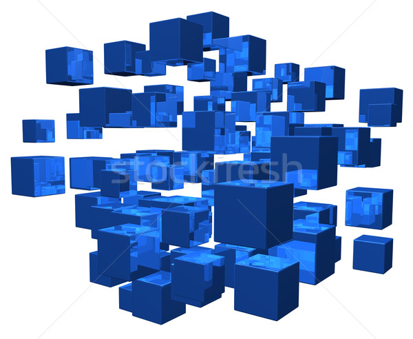 Wanorde Blauw witte 3d illustration bouw Stockfoto © drizzd