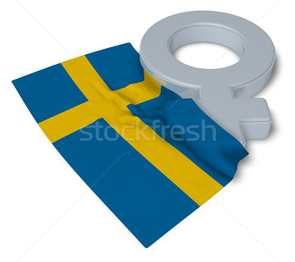 female symbol and flag of sweden - 3d rendering Stock photo © drizzd