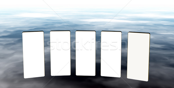 Prezentare cinci pufos cer ilustrare 3d Imagine de stoc © drizzd