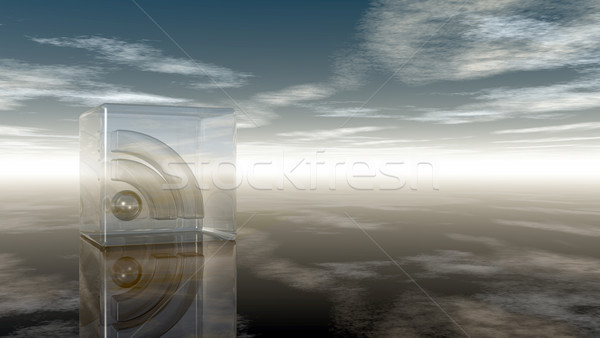 Rss symbool glas kubus bewolkt blauwe hemel Stockfoto © drizzd