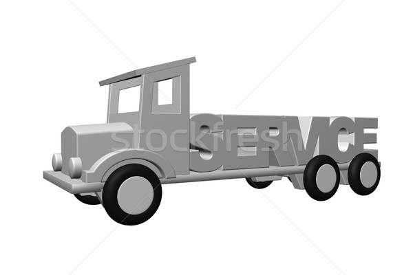 Dienst woord oude vrachtwagen witte 3d illustration Stockfoto © drizzd
